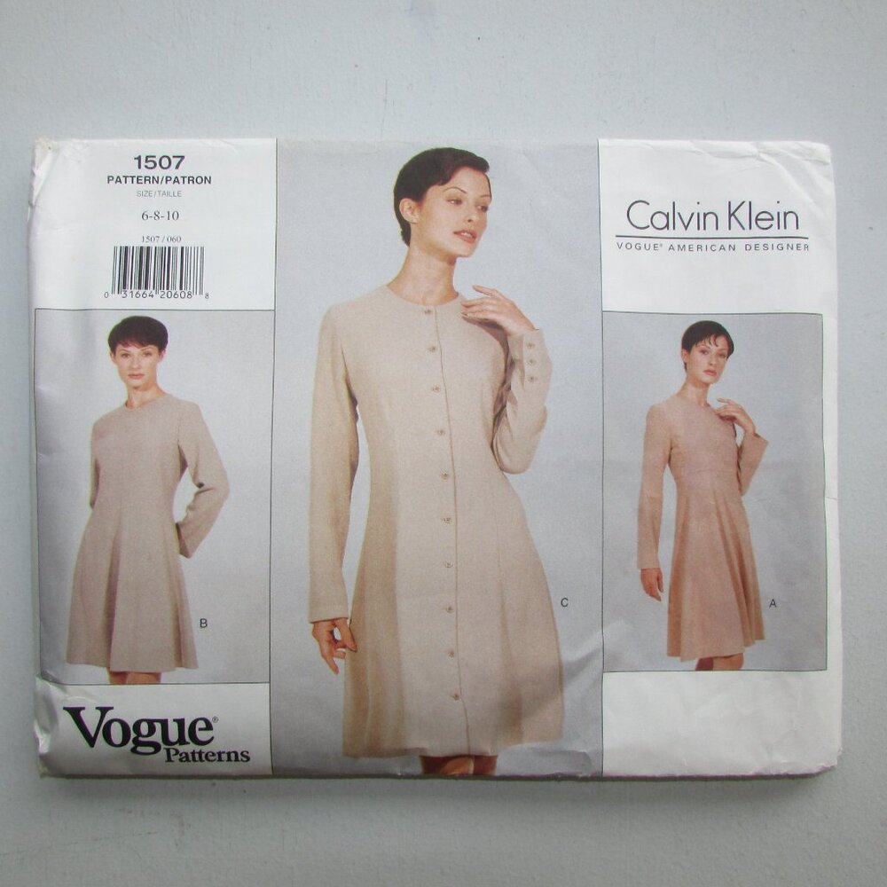 Calvin Klein Vogue Sewing Pattern - 1507 - Sz 6-8-10 - NEW
